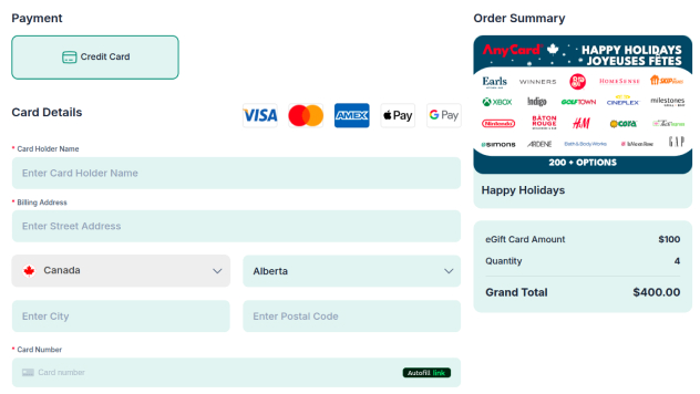 Gifting Details Screen